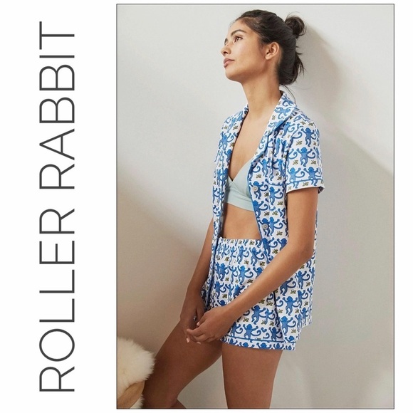 ROLLER Rabbit Blue Monkey Short Polo Pajamas - Picture 1 of 7